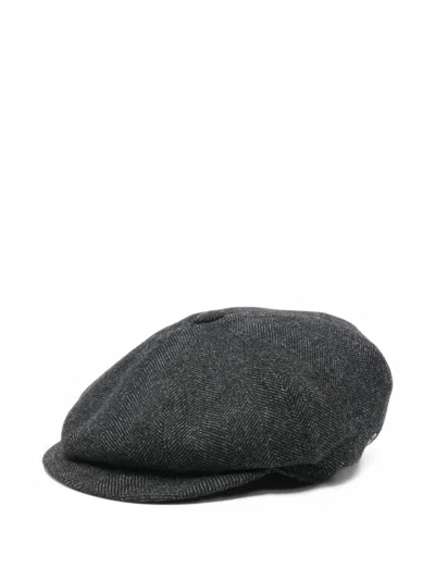 Tagliatore Herringbone-pattern Flat Cap In Gray