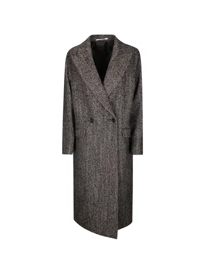 Tagliatore Herringbone-pattern Linden Coat In Gray