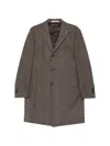 Tagliatore Herringbone-pattern Single-breasted Coat In Brown