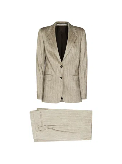Tagliatore Herringbone-pattern Suit In Brown