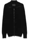 Tagliatore High-collar Black Cardigan With Zip Closure In Black