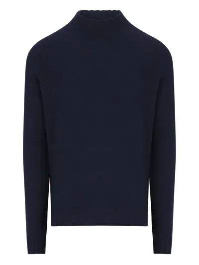 Tagliatore High-collar Ribbed Cashmere Turtleneck In Blue