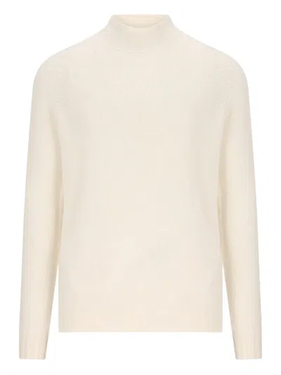 Tagliatore High-collar Ribbed Sweater In Neutral
