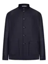 Tagliatore Mandarin-collar Wool Shirt Jacket In Blue