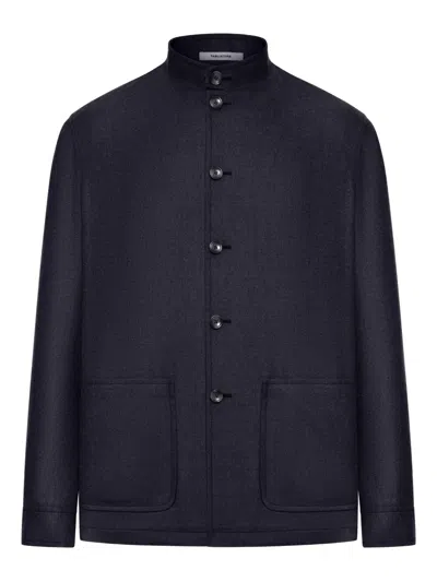 TAGLIATORE HIGH-NECK BUTTONED WOOL JACKET
