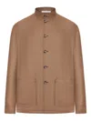 Tagliatore High-neck Buttoned Wool Jacket In Brown