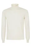 Tagliatore High Neck Cream Virgin Wool Sweater In White
