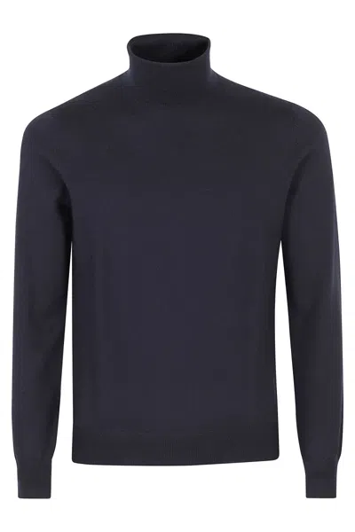 Tagliatore High Neck Long-sleeve Sweater In Deep Blue