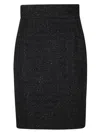 Tagliatore High-waisted Fitted Black Skirt With Textured Pattern In Black