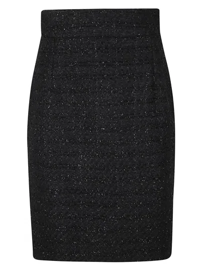 Tagliatore High-waisted Fitted Black Skirt With Textured Pattern