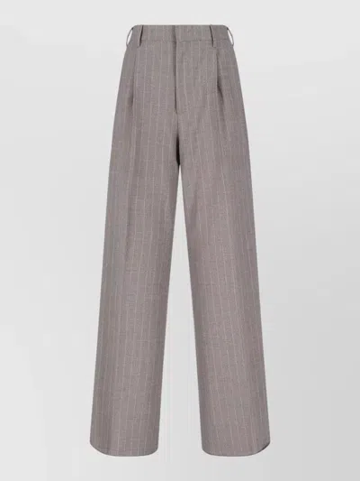 Tagliatore High Waisted Wide Leg Pinstripe Suit Trousers In Gray