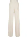 Tagliatore High-waisted Wide-leg Trousers With Pleated Front In Neutral