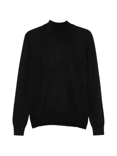 Tagliatore High-neck Fine-knit Sweater In Black