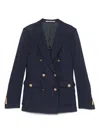 Tagliatore Structured Double-breasted Jacket Gold Buttons In Blue
