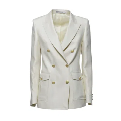 TAGLIATORE TAGLIATORE HONEY IVORY LINEN TWILL JACKET