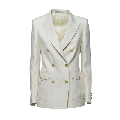 TAGLIATORE HONEY IVORY LINEN TWILL JACKET