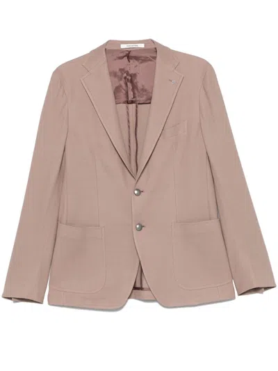 Tagliatore Honeycomb-knit Blazer In Brown