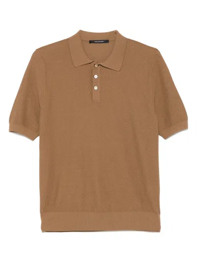TAGLIATORE HONEYCOMB-KNIT POLO SHIRT