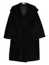 Tagliatore Hooded Belted Coat In Black