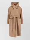 Tagliatore Hooded Jacket With Belted Waist And Pockets In Brown