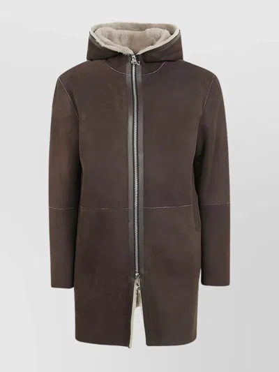 TAGLIATORE HOODED LONG SLEEVE COAT WITH SIDE POCKETS