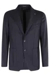 Tagliatore Pique-texture Single-breasted Blazer In Blue