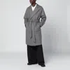 Tagliatore Checked Coat Featuring Belted Waist In Gray