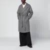 Tagliatore Checked Coat Featuring Belted Waist In Gray