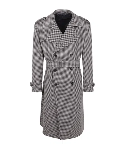 TAGLIATORE HOUNDSTOOTH BELTED COAT