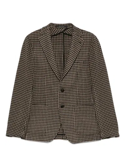Tagliatore Houndstooth Blazer In Black