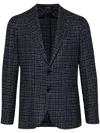 Tagliatore Long-sleeved Suit Coat In Blue