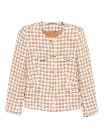 Tagliatore Houndstooth Button-fastening Jacket In Neutral