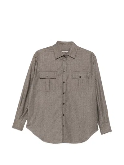 Tagliatore Houndstooth Button-up Shirt In Gray