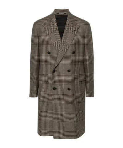 Tagliatore Houndstooth Coat In Mutlicolor