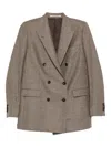 Tagliatore Houndstooth Patterned Brown Tailored Jacket In Gray