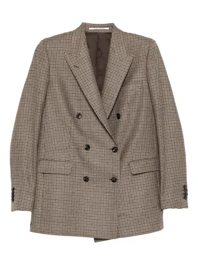 Tagliatore Houndstooth Double-breasted Blazer In Gray