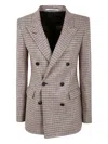 Tagliatore Houndstooth Double-breasted Blazer In Brown