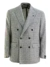 Tagliatore Houndstooth Double-breasted Blazer In Gray