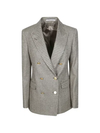 Tagliatore Houndstooth Double-breasted Blazer In Gray