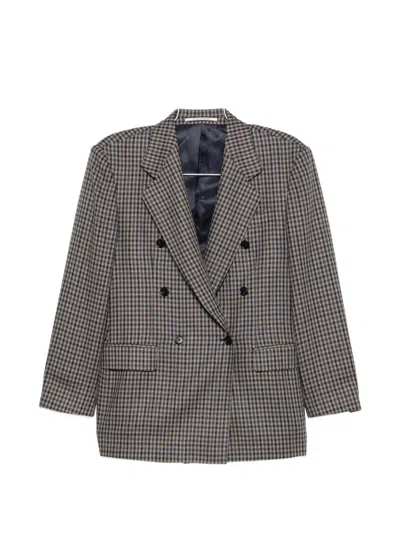 Tagliatore Houndstooth Double-breasted Wool Blazer In Gray