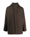 Tagliatore Houndstooth Hooded Coat In Black