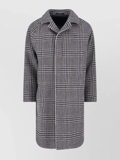 Tagliatore Classic Houndstooth Pattern Jacket With Structured Collar And Matching Belt In Gray