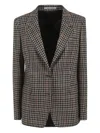 Tagliatore Houndstooth-pattern Button Blazer In Brown