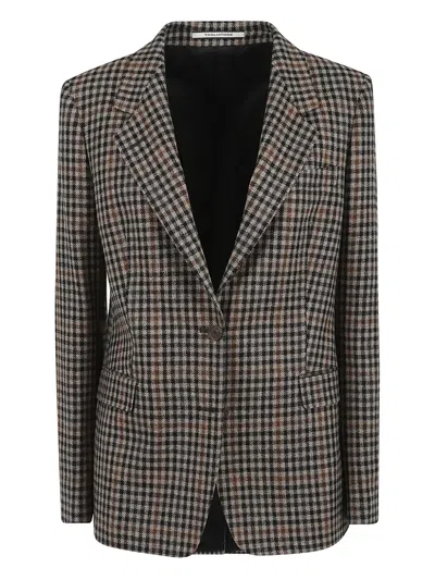 Tagliatore Houndstooth-pattern Button Blazer In Brown