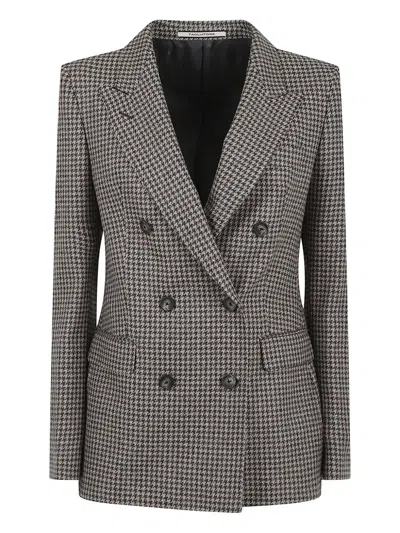 Tagliatore Houndstooth-pattern Double-breasted Blazer In Brown