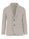 Tagliatore Linen Blend Single-breasted Jacket With Houndstooth Pattern In Neutrals