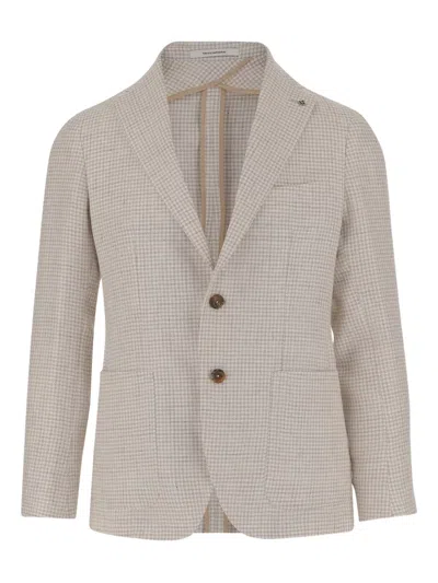 TAGLIATORE HOUNDSTOOTH-PATTERN SINGLE-BREASTED BLAZER