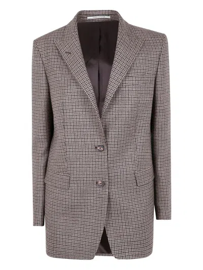 TAGLIATORE TAGLIATORE HOUNDSTOOTH PATTERN TAILORED BLAZER
