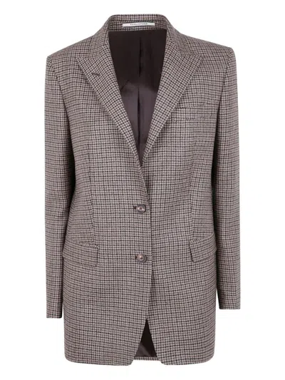TAGLIATORE HOUNDSTOOTH PATTERN TAILORED BLAZER