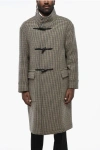 Tagliatore Houndstooth Patterned Coat With Frogs In Multi